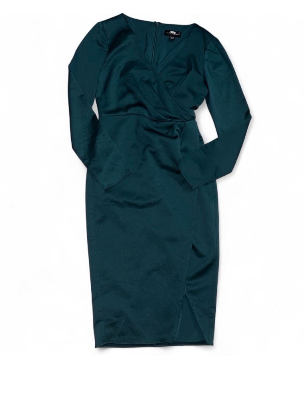Stylestalker Deep Teal Long Sleeve Wrap Midi Dress